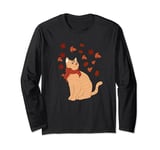 Maple Cat Leaf Fall Hello Autumn Funny Cat Long Sleeve T-Shirt