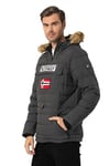 Geographical Norway Coconut Men Parka Longue Chaude Homme Automne Hiver - Manteau Impermeable Deperlant - Veste Capuche Fourrure Outdoor - Blouson Coupe Vent - Hommes (Gris Fonce 3XL)