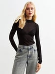 New Look Mesh High Neck Long Sleeve Top - Black, Black, Size 6, Women