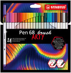 STABILO Feutre pinceau Pen 68 brush - Etui carton ARTY x 24 feutres dessin à pointe pinceau - gamme ARTY