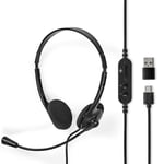 PC headset | On-Ear | Stereo | USB Type-A / USB Type-C | Vikbara Mikrofon | Svart