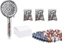 Pommeau de douche avec filtre à billes minérales - Pommeau de douche haute pression avec 6 modes de jet - Douche anti-calcaire - Filtre douche eau - Pommeau de douche - Cadeau nettoyant pour vitres