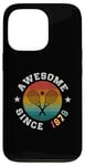 Coque pour iPhone 13 Pro Cadeau d'anniversaire joueur de tennis 46 ans génial depuis 1979