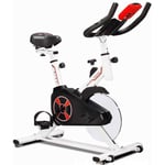 Indoor Exercise Bike Stationary, Cycling Bike with Heavy Flywheel & LCD Monitor, Adjustable Seat and Armrests for Home Cardio Workout