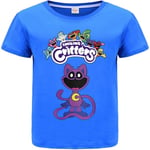 Leende Critters T-shirt för barn Sommar Bomullstopp Tee (blå)(120cm lång)