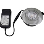 Nordtronic Low Profile Flexible Infällda spotlight, drivdon, Ø8,5 cm, borstad alu, 3000K