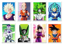 DKORARTE Lot de 8 affiches A4 Dragon, Goku, Vegeta, Ball Z, 29,7 x 21 cm