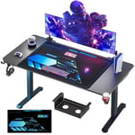 Himimi Bureau Gaming180 x 70 cm, Grande Bureau Gamer, Bureau Informatique Ergonomique avec Table Gaming en Fibre de Carbone, Rangement,Tapis de Souris, Porte-gobelet et Crochet pour Casque, Noir