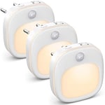 Veilleuse Prise Electrique [Lot de 3], Gradation Progressive Lampe Detecteur de Mouvement Interieur, Chaud/Blanc/Mixte Veilleuse LED Bon pour Couloir Escalier Chambre à Coucher Cuisine Chambre Denfant