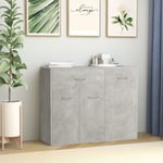 Buffet Bahut Meuble de rangement Commode Gris béton 88x30x70 cm Aggloméré 42775