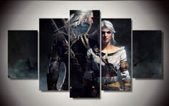 TOPRUN Prints on Canvas 5 pieces wall art print canvas painting The Witcher Wild Hunt Geralt wall decor room poster for living room