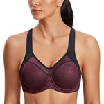 SYROKAN Femme Soutien-Gorge de Sport à Armature Grand Maintien Dos Nageur Bruyère Rouge foncé 85F