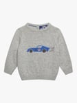 Trotters Baby Sebastian Wool and Cashmere Blend Car Jumper, Grey Marl