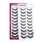 Fake Russian Strip Lashes D Curl 3D 10 Pairs Fluffy Wispy Natural False Eyelashes with Eyelash Glue Clear Adhesive Long Lasting Waterproof Multipack Eyelashes