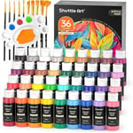 Shuttle Art 48PCS Kit Peinture Acrylique, 36 Couleurs (60ml) Peinture Acrylique avec 12 Pinceaux 1 Palette, Non Toxique, Acrylique Peinture Idéal pour Artistes, Débutants sur Toile Tissu