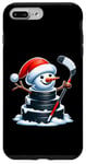 iPhone 7 Plus/8 Plus Cartoon Ice Hockey Puck Snowman with Santa Hat Christmas Case