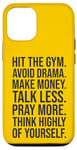 Coque pour iPhone 12/12 Pro Gym, argent, prière - Hustle, Success, Grind, Motivation