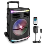 Pyle, Portable PA Speaker, Bluetooth- Loudspeakers, with Rolling Wheels, 600W Rechargeable Battery, Portable Pa System, DJ Speakers, Powerful Loudspeaker with Party Lights, MP3/USB/SD Card Reader