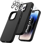 Coque Silicone Noir + Verres Trempes et Protections Camera Arriere X2 Pour iPhon