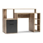 Bureau 2 Tiroirs "Confort" 138cm Gris & Naturel