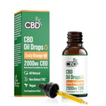 CBDfx 2000mg CBD Oil, High Strength CBD Oil, Zesty Orange Flavoured CBD Oil Drops, Vegan, Natural, Non-GMO, Blended with MCT Oil, No THC, 30ml (40 Days)