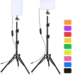 Eclairage Video Led 2-Pack Usb Lumière Photo 6500K Key Light Avec 9 Filtres De Couleur, Trépied Réglable Pour Photographie Vidéo Youtube Streaming[VID065198]