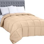 Utopia Bedding Couette Toutes Saisons 250 g/m² – Couette en Fibre siliconée en Peluche – Coutures carrées (Beige, Grand lit)