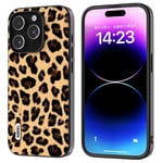 iPhone 15 Pro Max Fleksibelt Plastdeksel - Leopardmønster - Champagne Gull