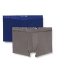 Calvin Klein Men's Trunk 2pk Boxer Shorts, Boulevard Grey/Bayou Blue, M