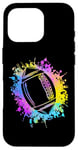 Coque pour iPhone 16 Pro Colorful Splatters Rugby Ballon de football américain pour enfant