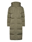 Superdry Longline Hooded Puffer Coat Khaki Green