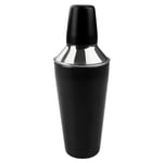 Fackelmann 49766 Shaker noir en acier inoxydable, Mélangeur à cocktail en inox 750mL, Noir, Argenté, Acier inoxydable, 26x9cm