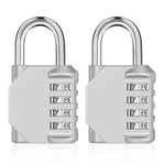 ZHEGE Cadenas a Code Pour Casier, Cadenas Casier Code 4 Chiffres Pour Gym, Vestiaire, College, Scolaire Armoire, Escape Game, Cadenas Code Exterieur Abri de Jardin (2 Pièces, Argent)