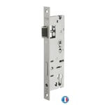 Boitier de serrure encastrable à cylindre pour menuiserie métallique, axe 42mm, bouts carrés, inox