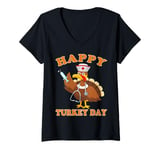 Womens Happy Turkey Day Nurse Funny Nurse Turkey Thanksgiving Day V-Neck T-Shirt