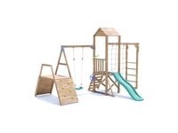 Climbing Frame with Swing, Climbing Wall, Monkey Bars & Net, Low SquirrelFort