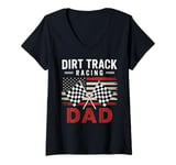 Womens Dirt Track Racing Dad US Flag Gift For Fathers Day V-Neck T-Shirt