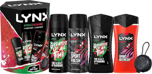 LYNX Recharge and Africa Bumper Pack Body Spray Gift Set Shower Tool, 2x Body 2x