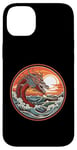 Coque pour iPhone 14 Plus Sea Dragon #17 Tête au-dessus des vagues Coucher de soleil rouge rétro