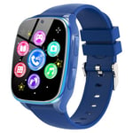 4G Montre Connectée Enfant - Smartwatch Telephone Garçon Fille avec Appel SOS Jeux Podometre Appareil Photo Musique Reveil Livres Audio, Smart Watch Intelligente pour Enfants 3-12 Ans (Bleu Marine)