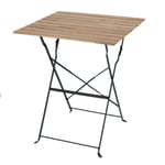 Table De Jardin Carré Pliante En Métal Et Bois - Beige/Vert - L 60 X P 60 X H 71,5 Cm