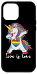 Coque pour iPhone 12 Pro Max Rainbow Unicorn Love Is Love Is Love LGBT LGBTQ Gay Lesbian Pride