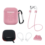 [5-Pack] Airpods 1/2 Tillbehör Set - Rosa