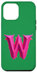 iPhone 12 Pro Max Pink Letter "W" on a Women Girls Ladies Witches Green Color Case