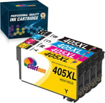 405XL Multipack Compatible Cartouche d'encre pour Epson 405 XL 405XL pour Epson Workforce Pro WF-3820 WF-3825 WF-4820 WF-4825 WF-4830 WF-7310 WF-7830 WF-7835 WF-7840 Imprimante (Paquet de 4)