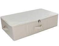 iwill createpro Under the Bed Storage Box with Zippered Lid, Removable Cardboad, Comforter Storage Box, Dust proof Storage Basket for duvets, Beige