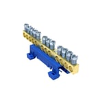 Morek - Bornier de neutre IP00 bleu 9 bornes pour câble de 1,5 à 16mm² - rail din