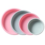 4Pcs Silicone Cake Moulds Round Cake Pan Set of 4" & 7"Non-Stick Baking Cake Molds Bakeware Tray for Birthday Party Wedding Anniversary-Blue Pink