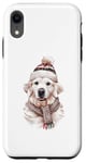 Coque pour iPhone XR Blanc anglais crème Golden Retriever maman chien chiot Noël