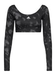 Hyperglam Cut 3-Stripes Long Sleeve Crop Top Black Adidas Performance